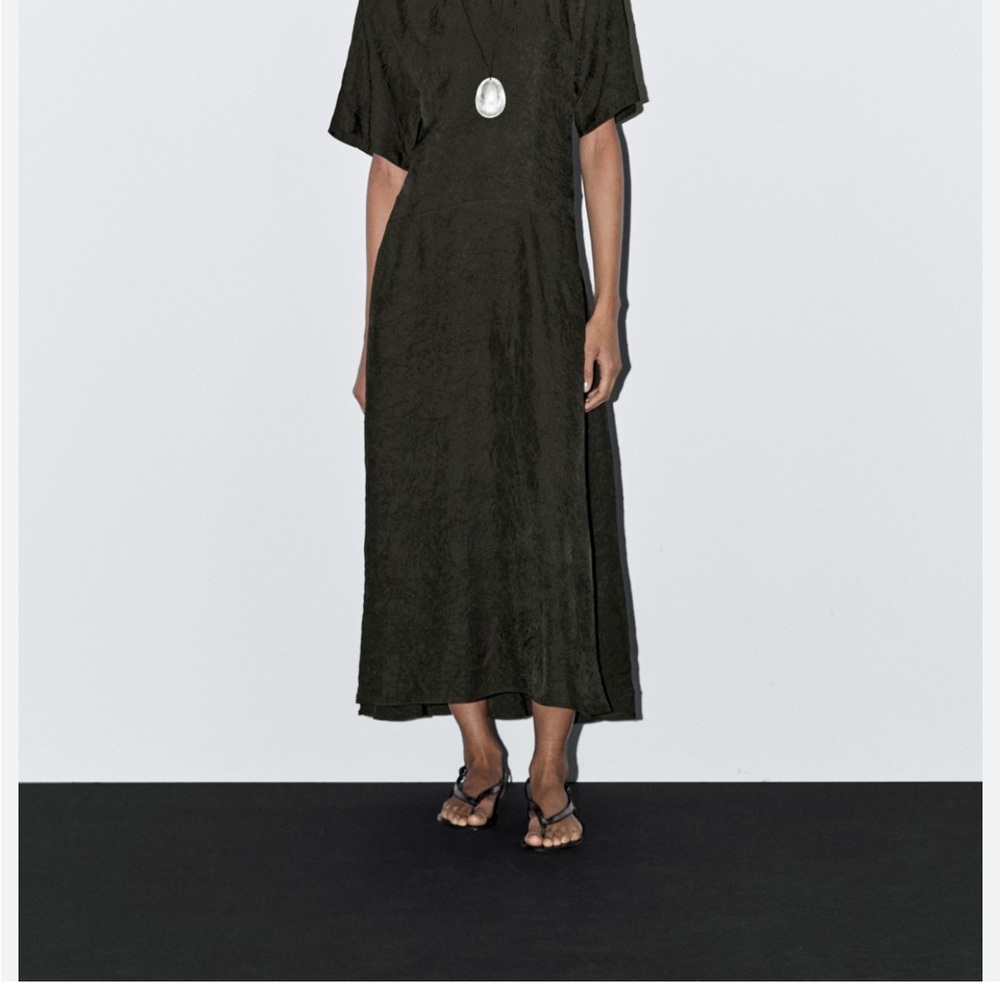 Massimo Dutti Olive Green Maxi Dress